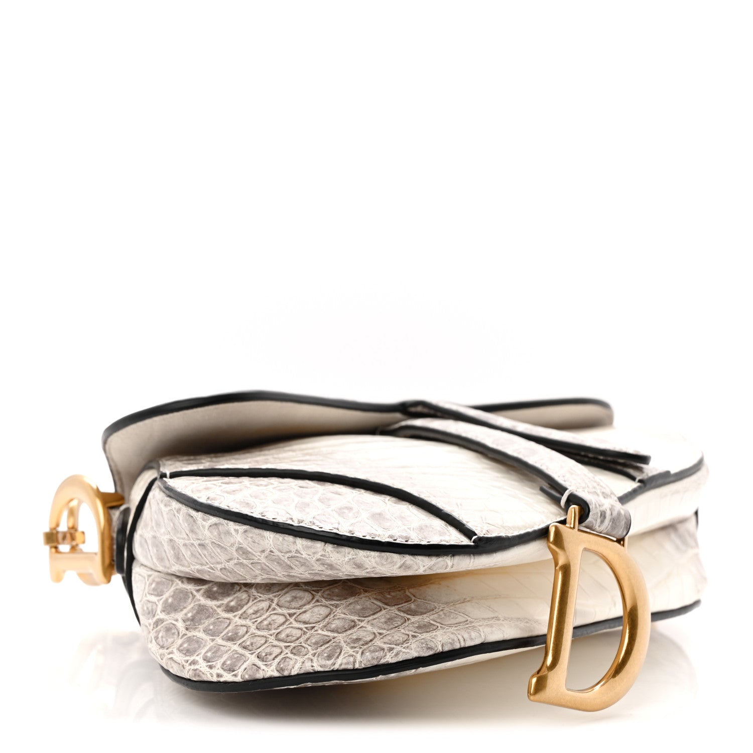 Christian Dior Niloticus Crocodile Himalaya Mini Saddle Bag Latte