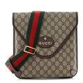 Gucci GG Supreme Monogram Web Medium Neo Vintage Flap Messenger Bag Beige New Acero