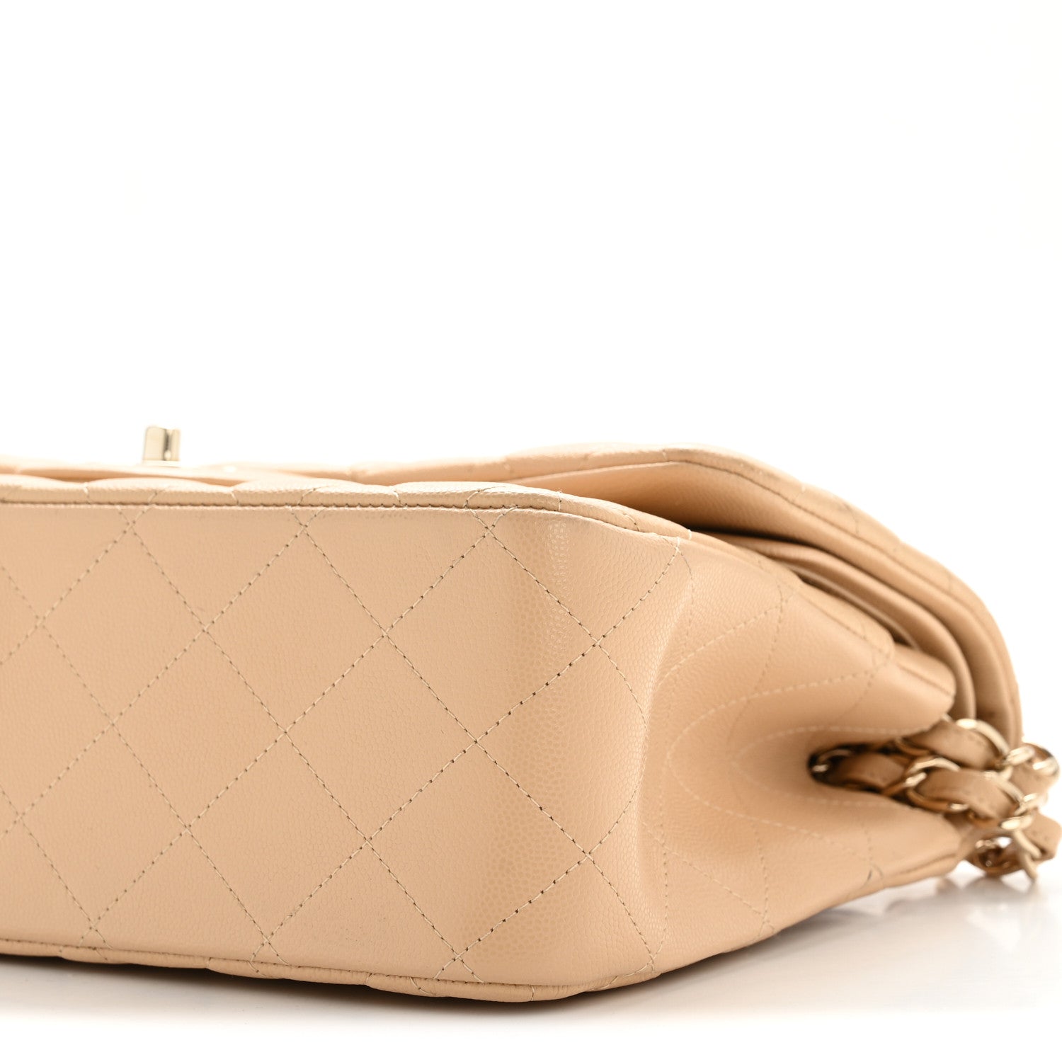 Chanel Caviar Quilted Jumbo Double Flap Beige
