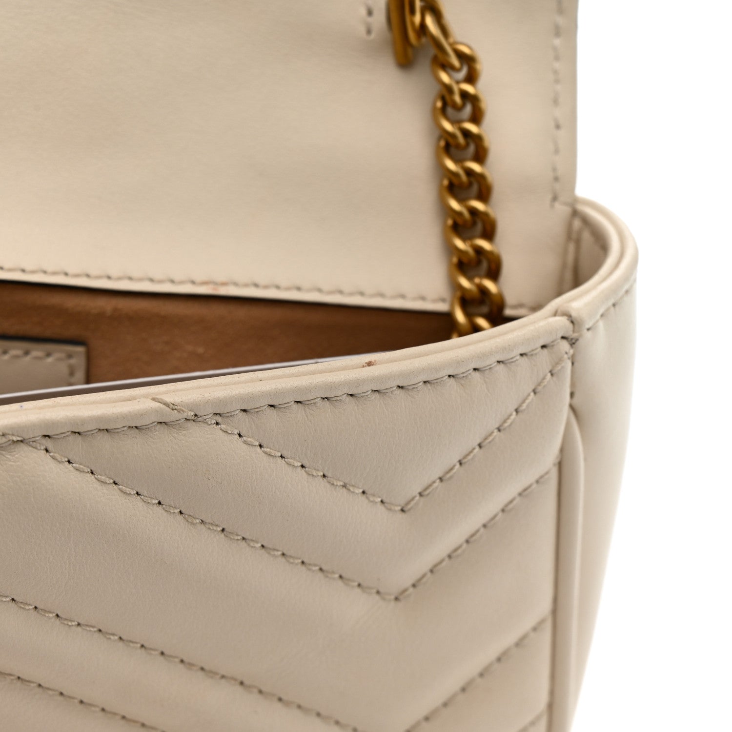 Gucci Calfskin Matelasse Super Mini GG Marmont Shoulder Bag White