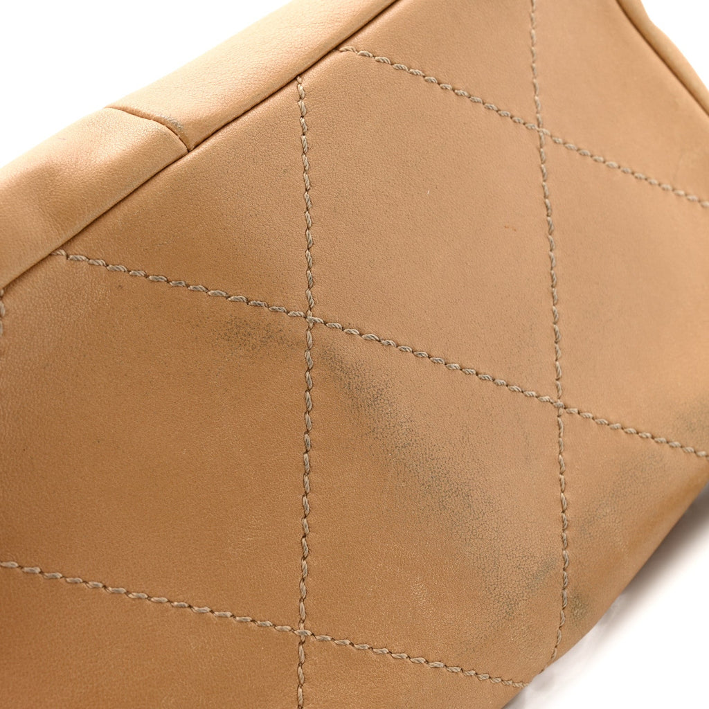 Chanel Lambskin Diamond Stitched CC CC East West Flap Beige