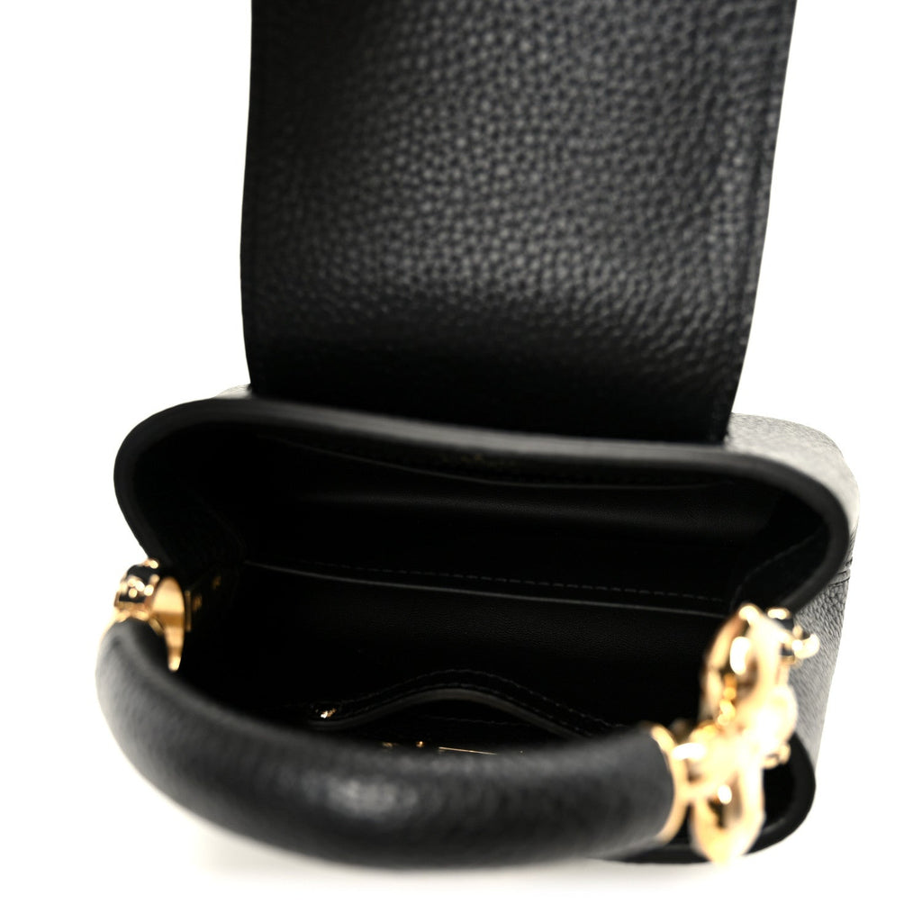 Louis Vuitton Taurillon Embellished Flower Handle Capucines Mini Black