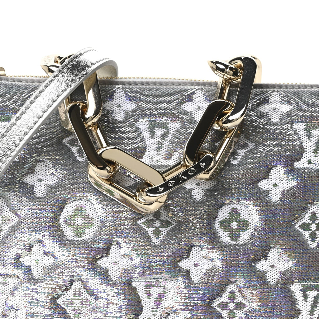 Louis Vuitton Satin Sequin Embroidered Monogram Coussin BB Silver