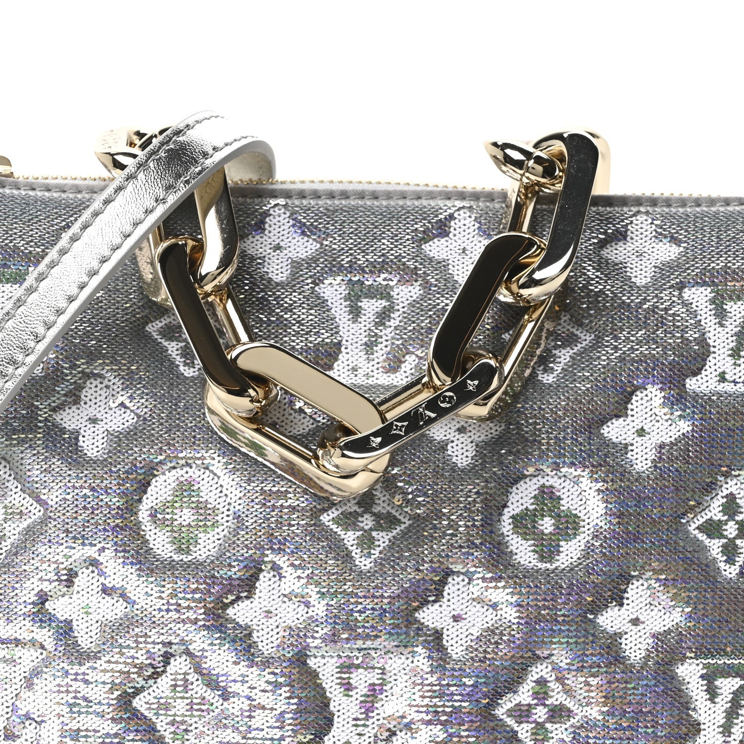 Louis Vuitton Satin Sequin Embroidered Monogram Coussin BB Silver