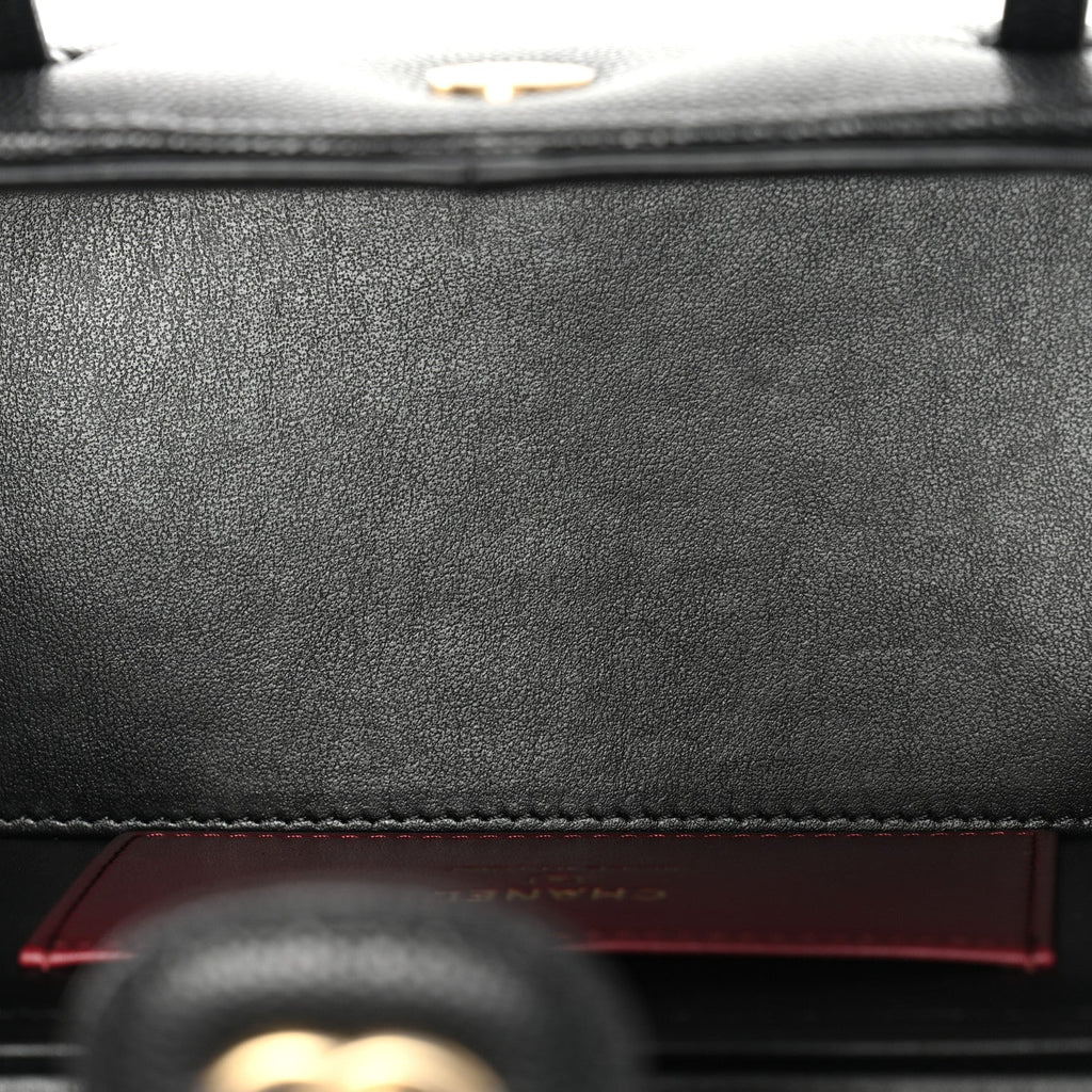 Chanel Shiny Caviar Preppy Coco Long Vanity With Strap Black