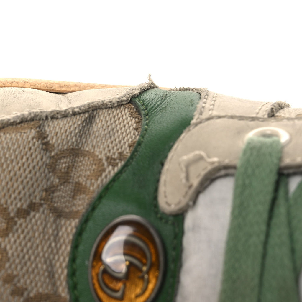 Gucci GG Monogram Nubuck Web Womens Screener Sneakers 40 New Sand Dusty Milk Vintage Green