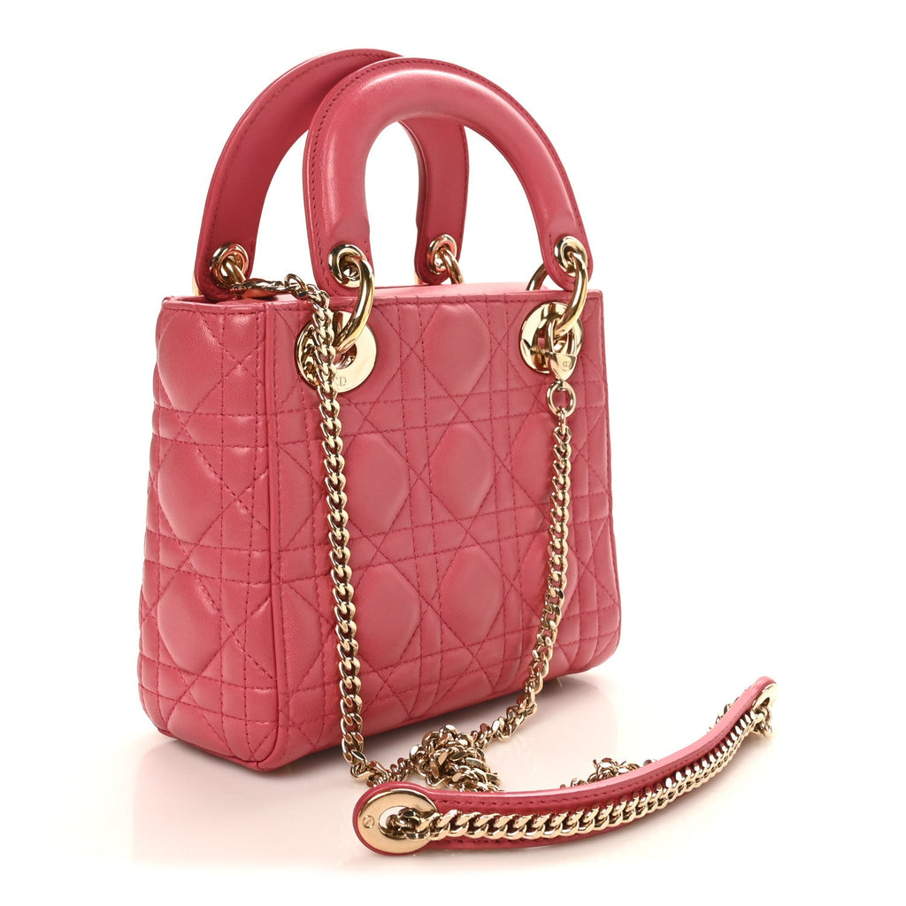 Christian Dior Lambskin Cannage Mini Lady Dior Pink