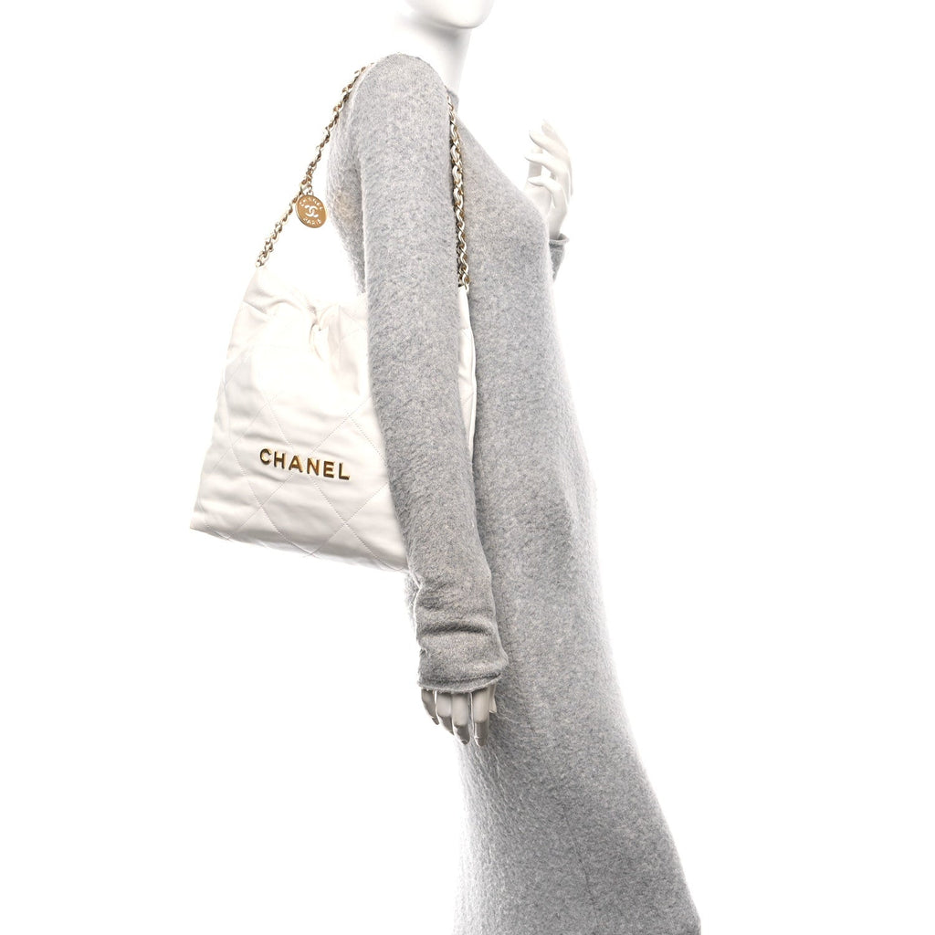 Chanel Shiny Calfskin Quilted Small Chanel 22 White