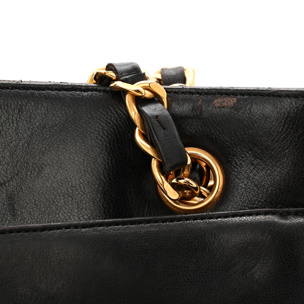 Chanel Lambskin CC Flap Shopping Tote Black