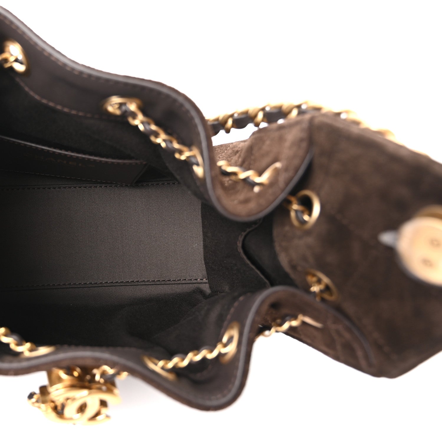 Chanel Suede Quilted Mini Chanel 25 Handbag Dark Brown
