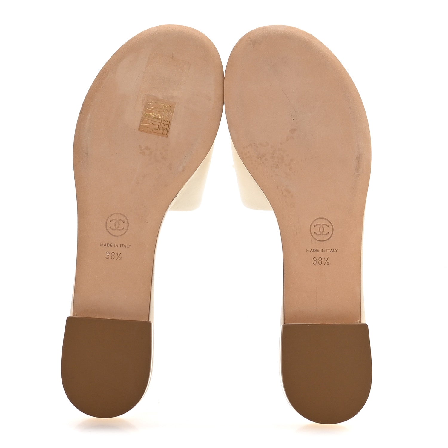 Lambskin Pearl CC Mules 38.5 Ivory