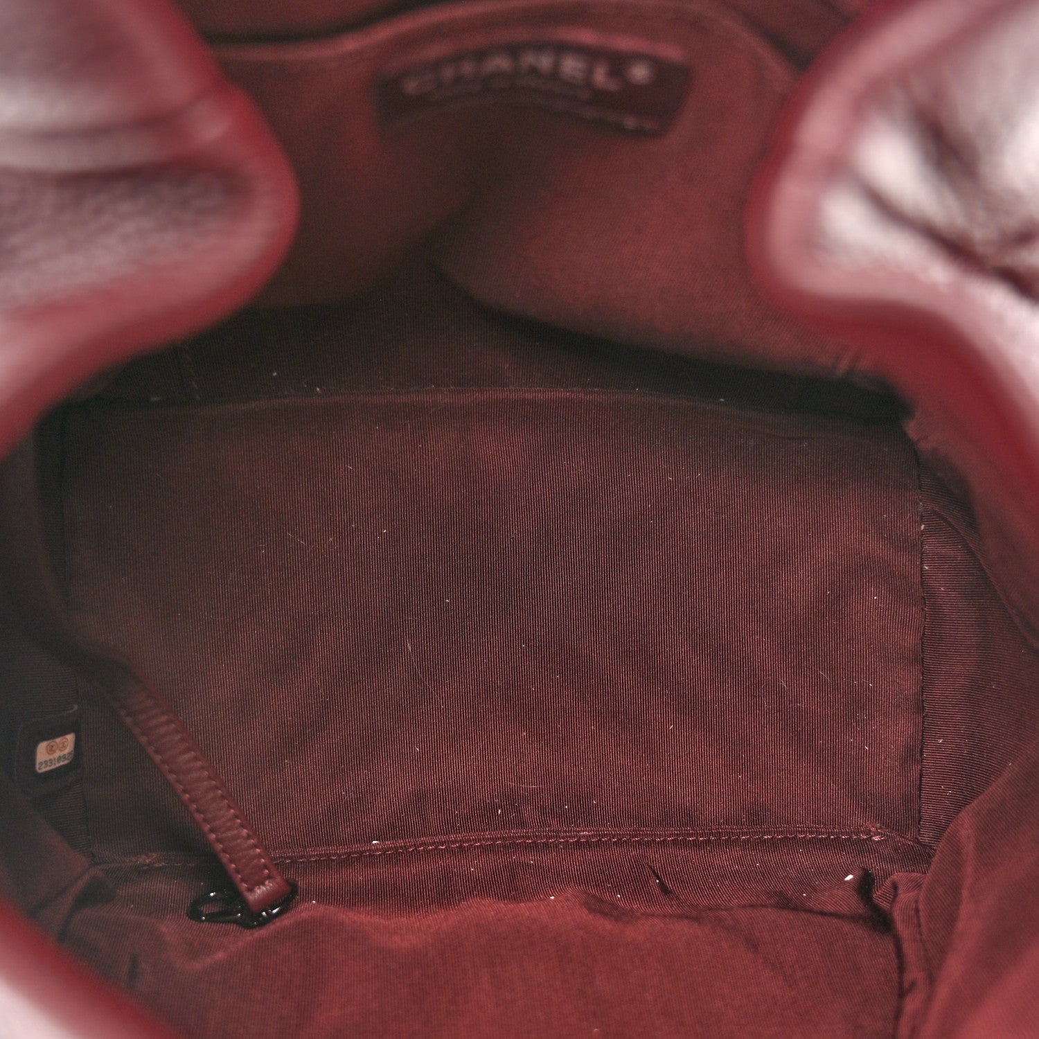 Chanel Deerskin Chevron Medium CC Chain Bucket Drawstring Bag Burgundy