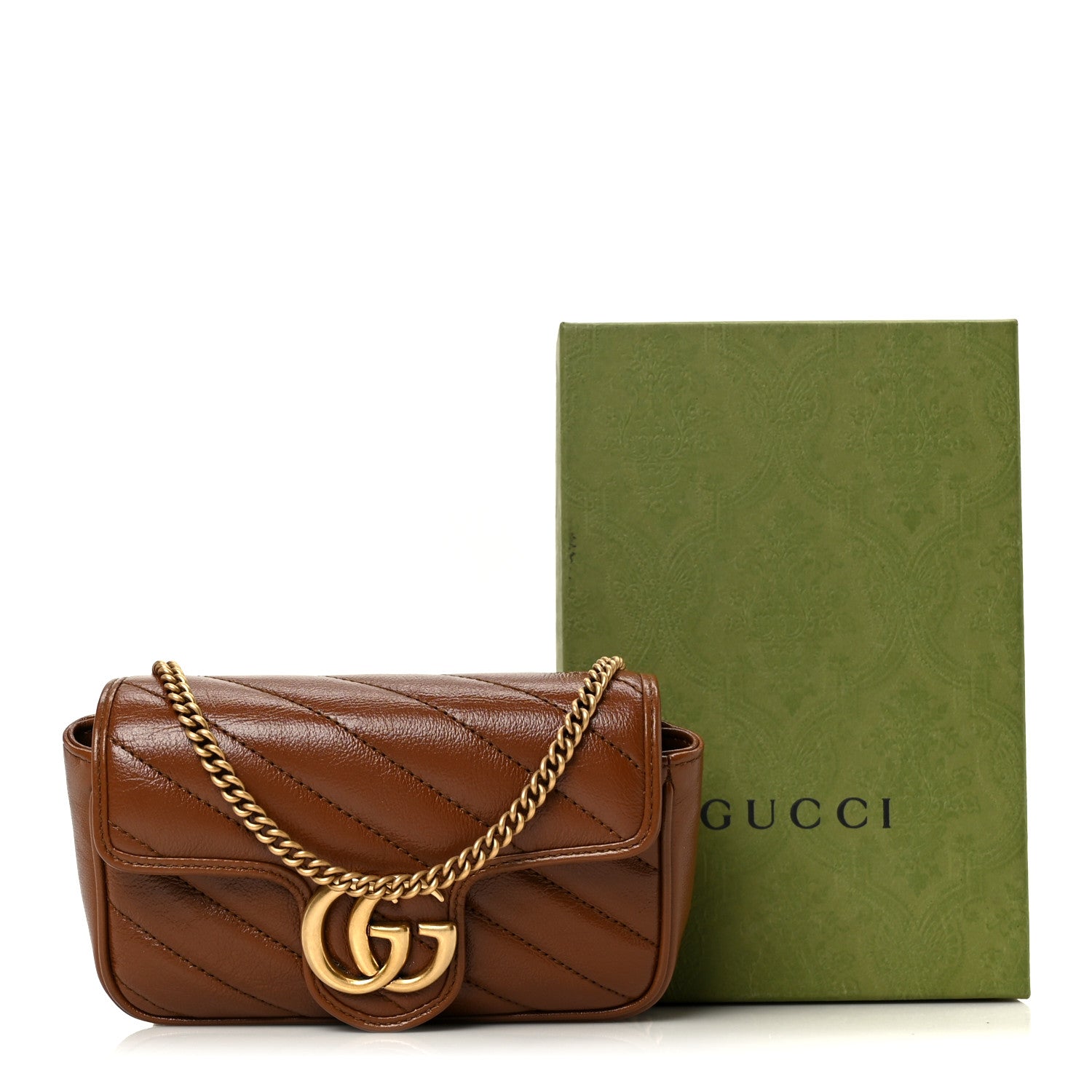 Gucci Azalea Calfskin Matelasse Diagonal Super Mini GG Marmont Shoulder Bag Cuir