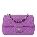 Chanel Lambskin Quilted Mini Rectangular Flap Purple