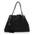Gucci Pebbled Calfskin Medium Soho Chain Shoulder Bag Black