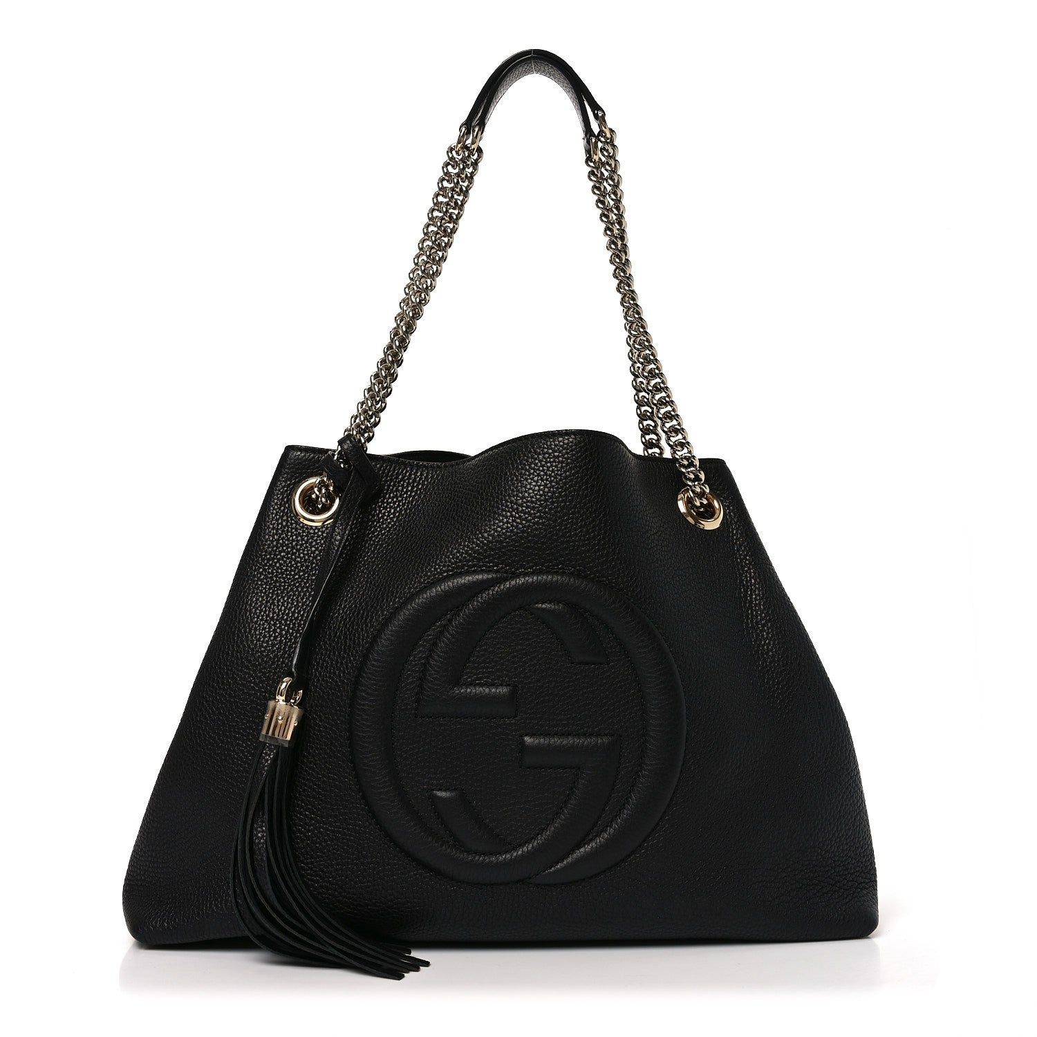 Gucci Pebbled Calfskin Medium Soho Chain Shoulder Bag Black
