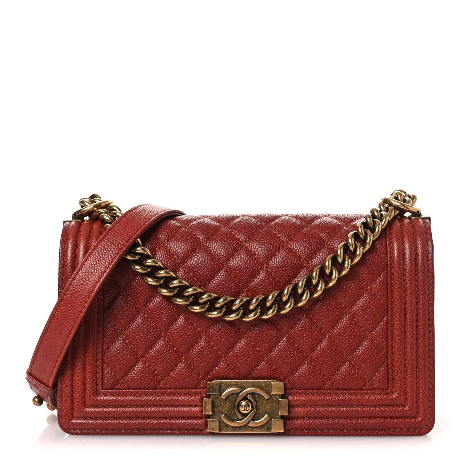 Chanel Caviar Quilted Medium Boy Flap Dark Red