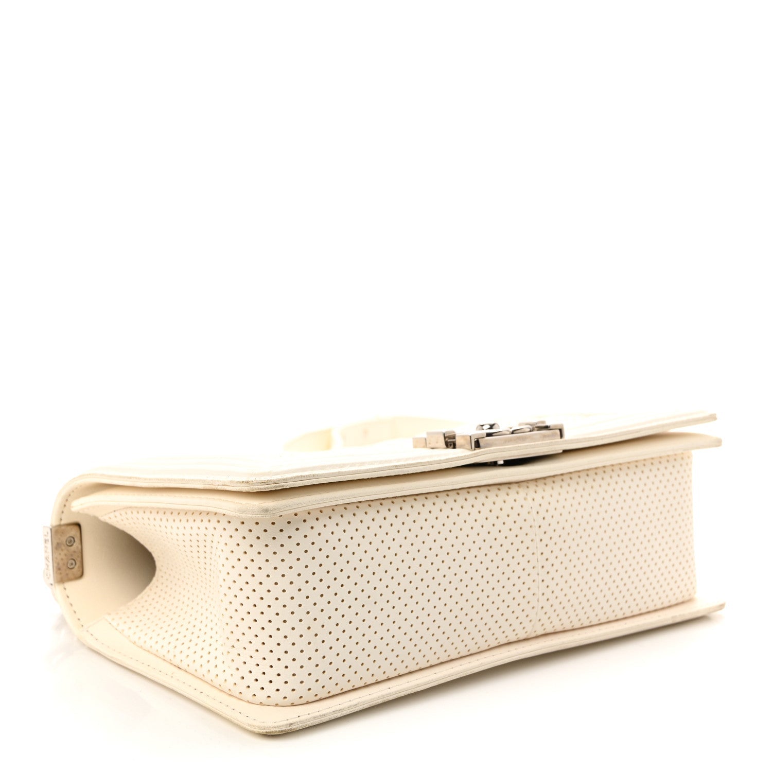 Chanel Lambskin Perforated Medium Boy Flap White