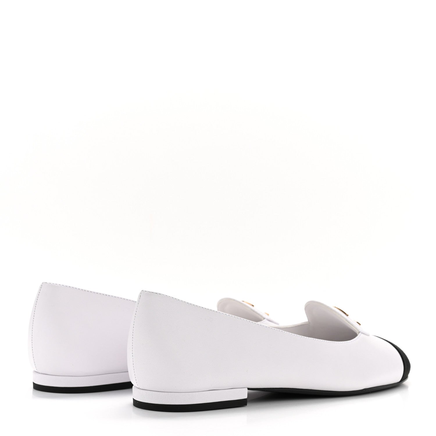 Calfskin Grosgrain Cap Toe CC Moccasin Loafers 40 White Black