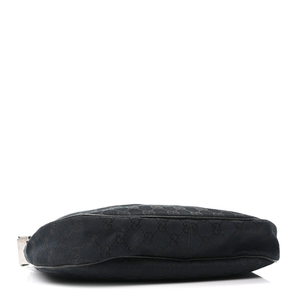 Gucci Monogram Medium Half Moon Hobo Black