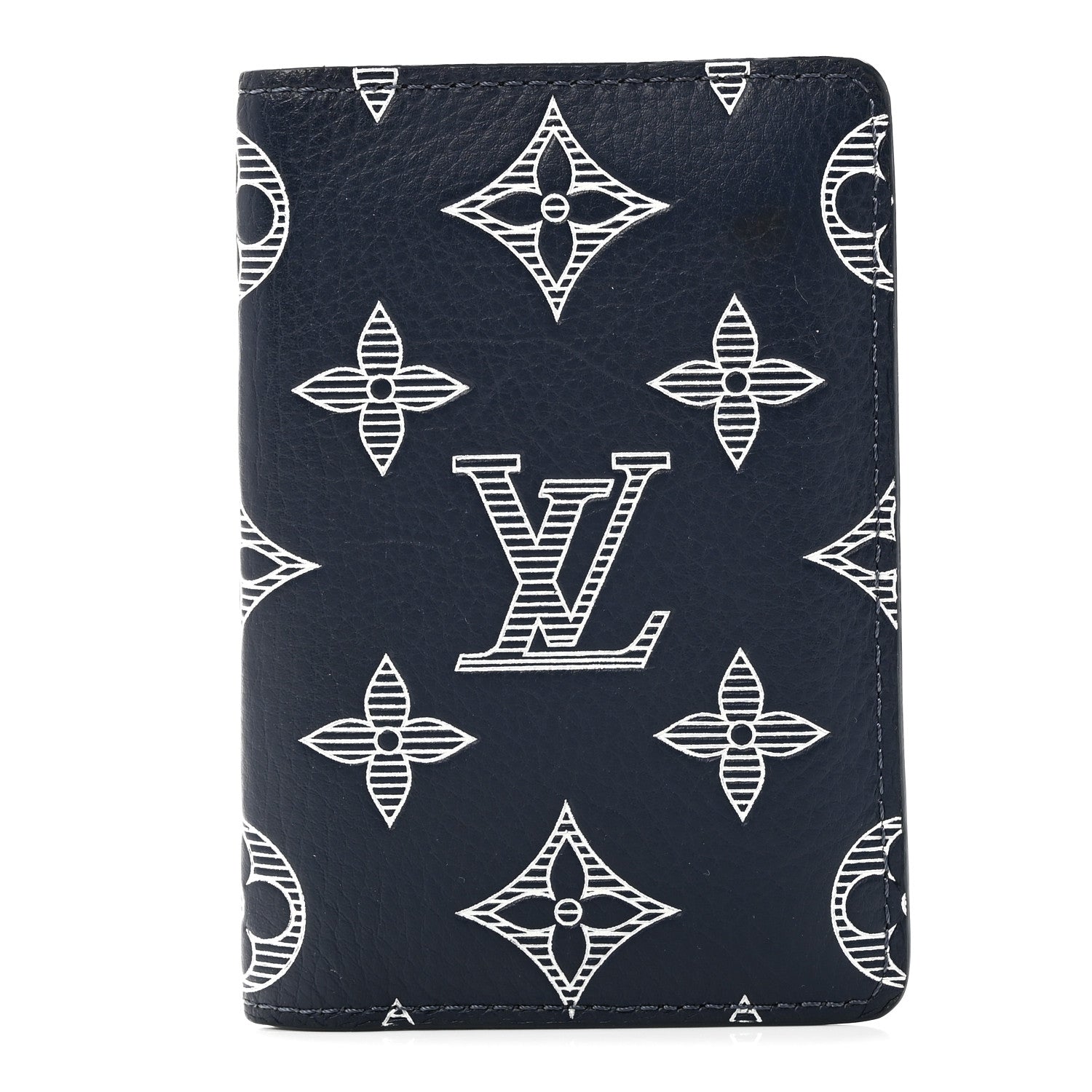 Louis Vuitton Calfskin Monogram Shadow Pocket Organizer Navy Blue White