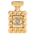Enamel Pearl Quilted Perfume Bottle CC Brooch Gold