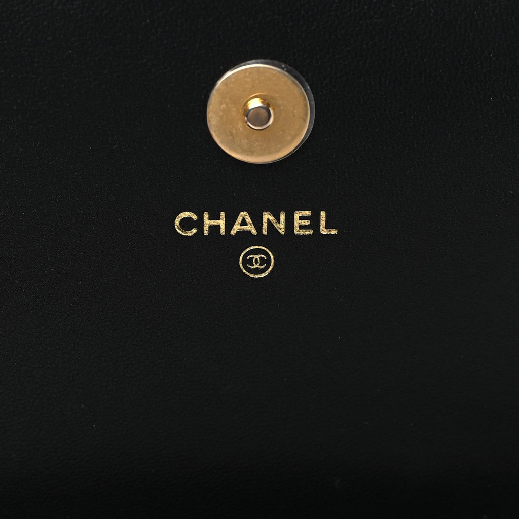 Chanel Lambskin Quilted CC Clutch On Chain Black