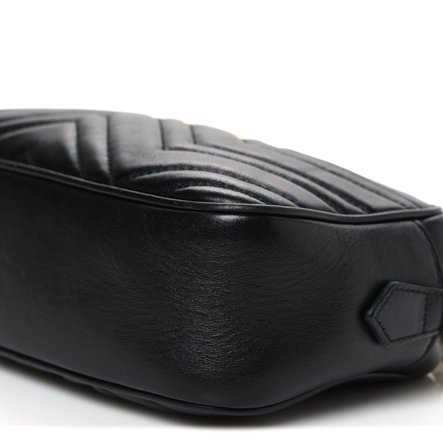 Gucci Calfskin Matelasse Small GG Marmont Chain Shoulder Bag Black