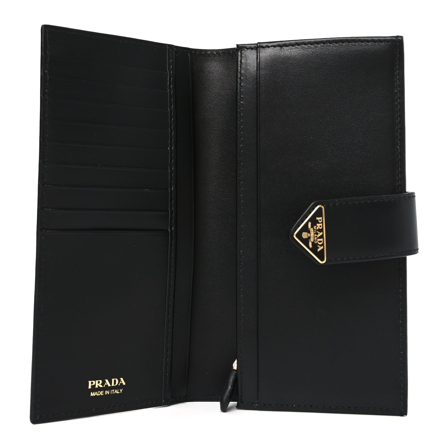 Prada Saffiano Calfskin Large Triangle Continental Wallet Black