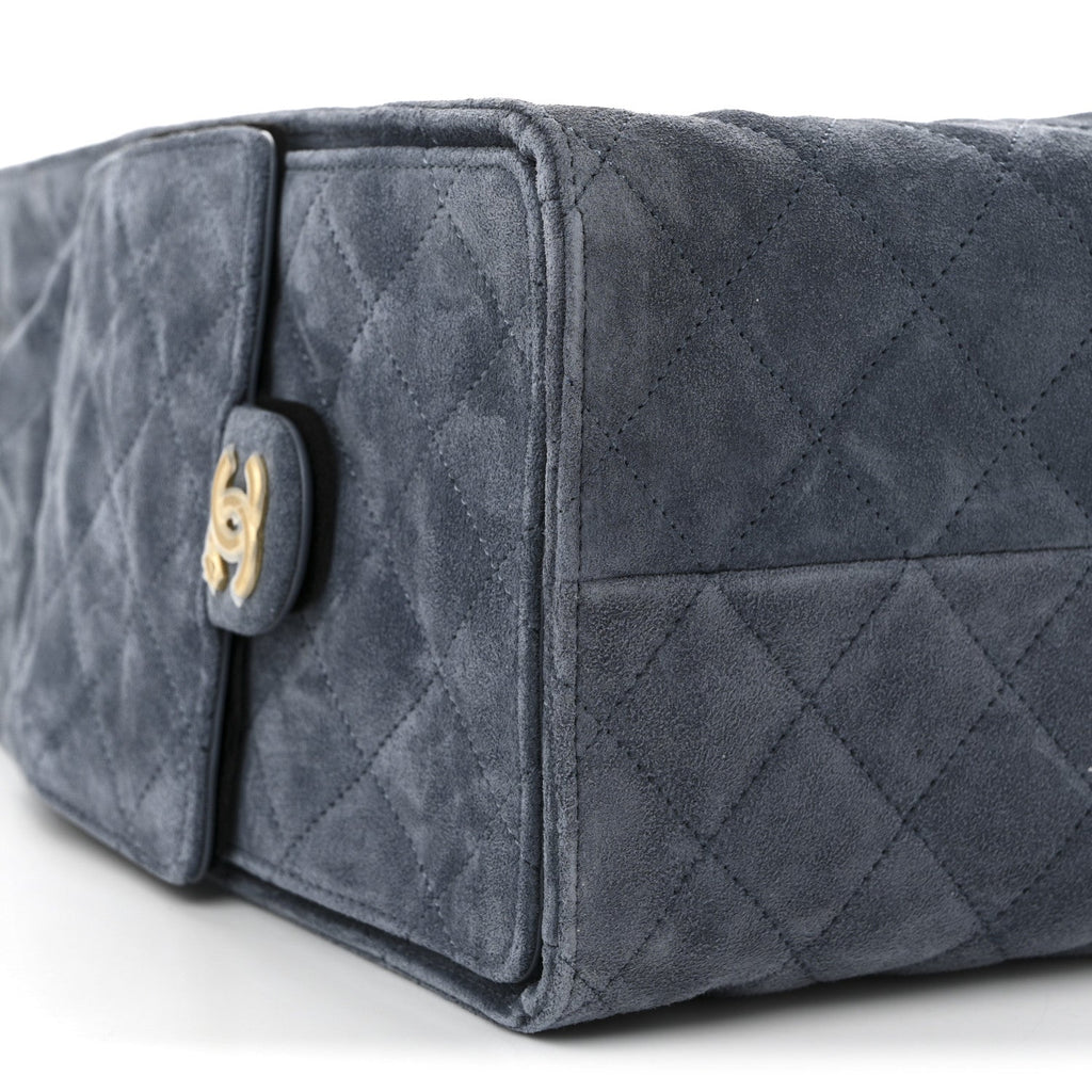 Chanel Suede Quilted Medium Chanel 25 Handbag Blue
