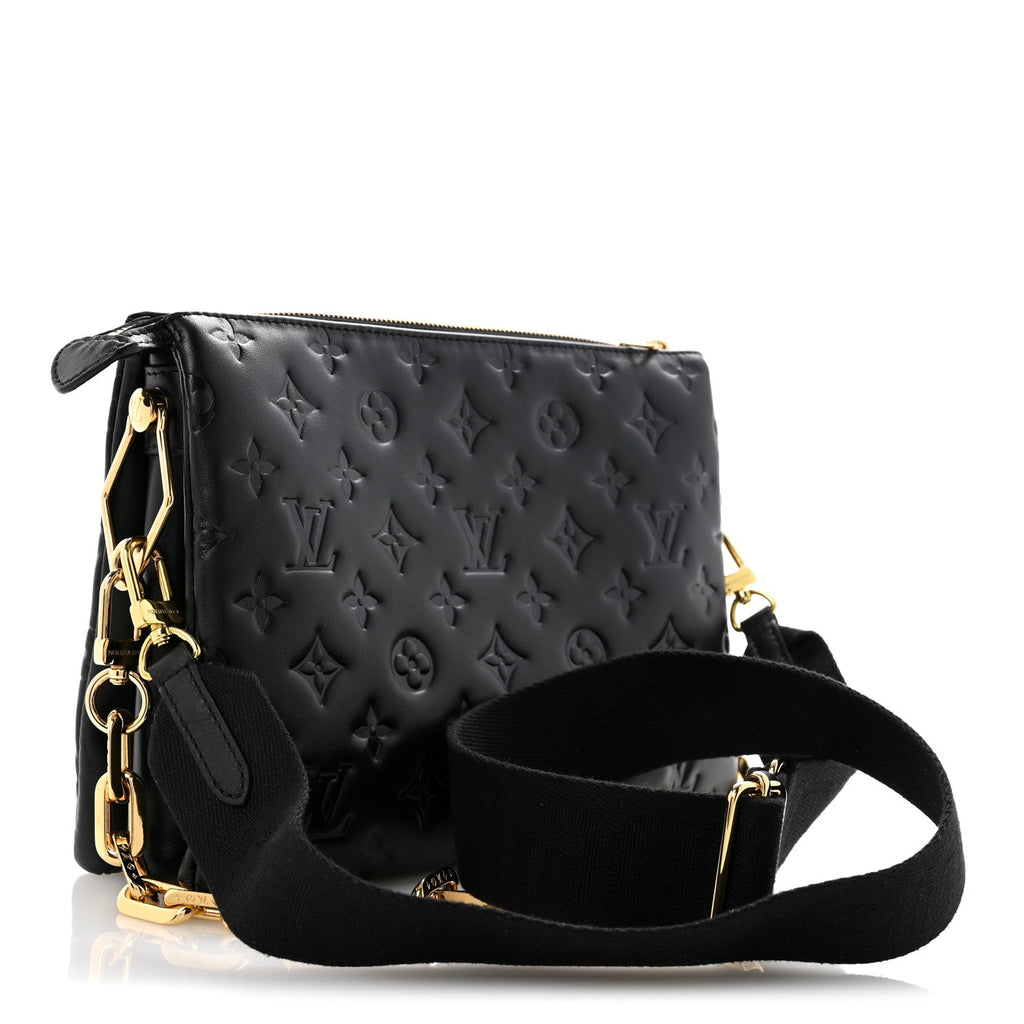 Louis Vuitton Lambskin Embossed Monogram Coussin PM Black