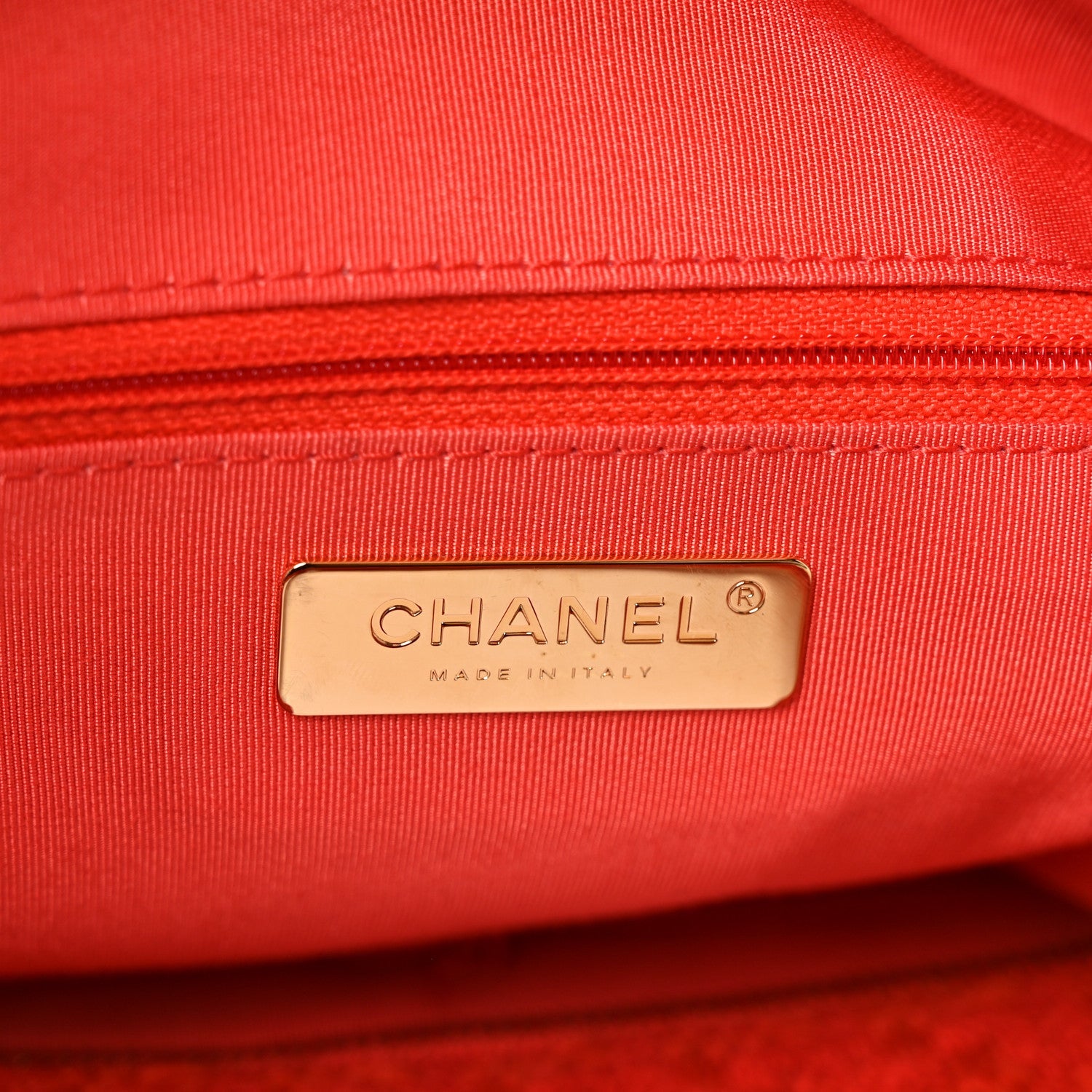 Chanel Wool Tweed Large Zipped Shopping Tote Dark Orange