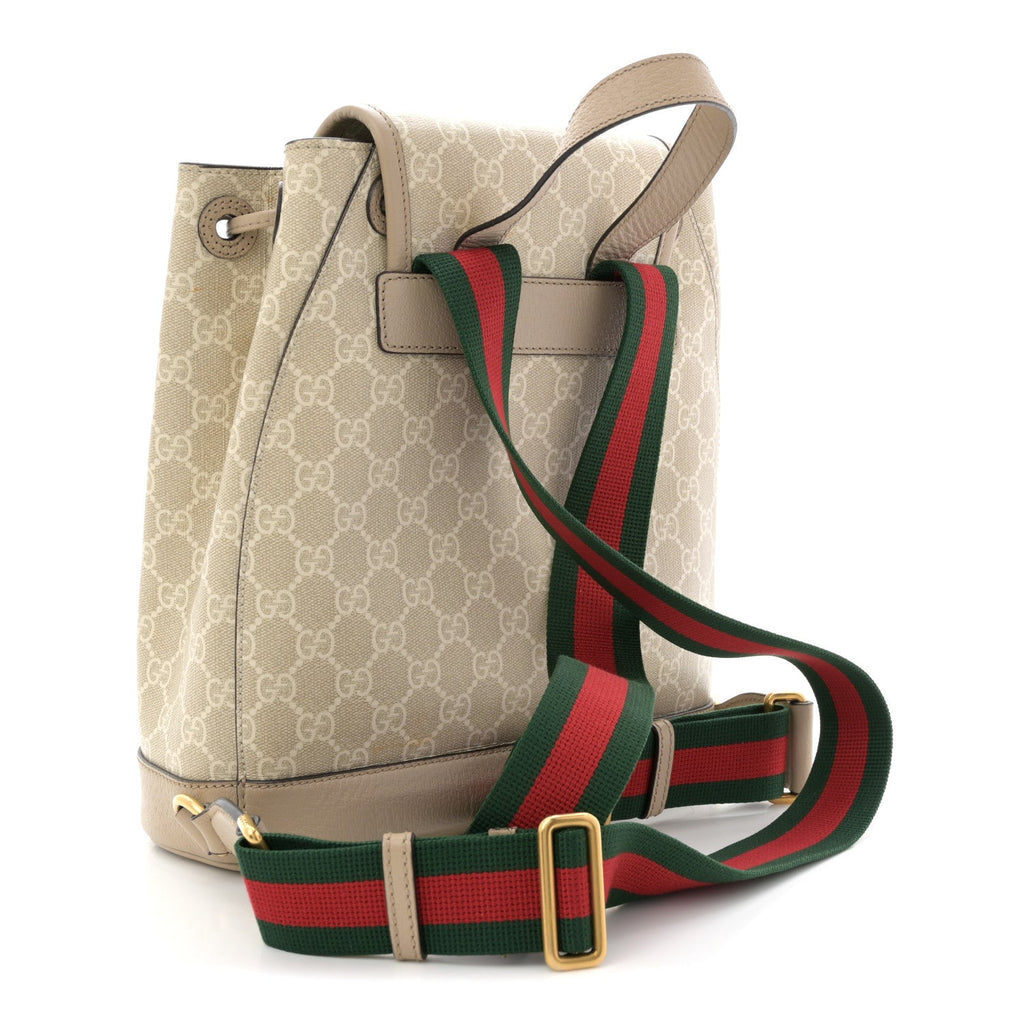 Gucci GG Supreme Monogram Azalea Calfskin Retro Interlocking G Buckle Backpack Beige Mystic White