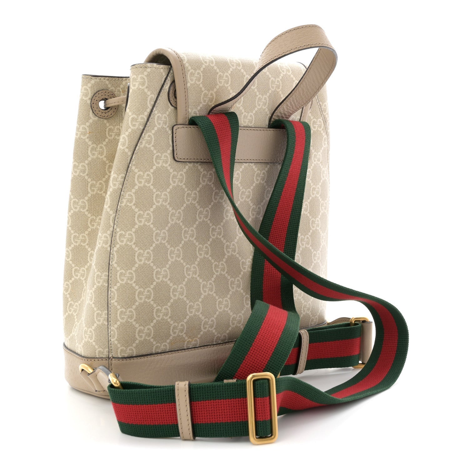 Gucci GG Supreme Monogram Azalea Calfskin Retro Interlocking G Buckle Backpack Beige Mystic White