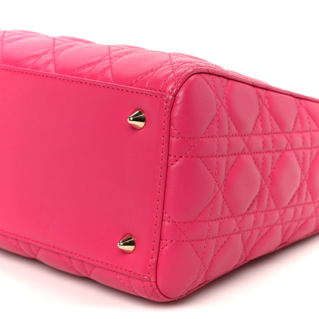 Christian Dior Lambskin Cannage Medium Lady Dior Fuchsia