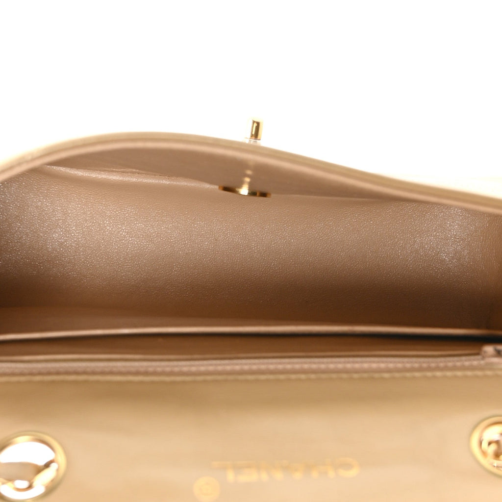 Chanel Lambskin Ribbon Stitched Flap Beige