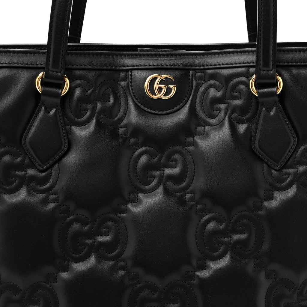 Gucci Calfskin GG Matelasse Medium Ophidia Shopping Tote Black