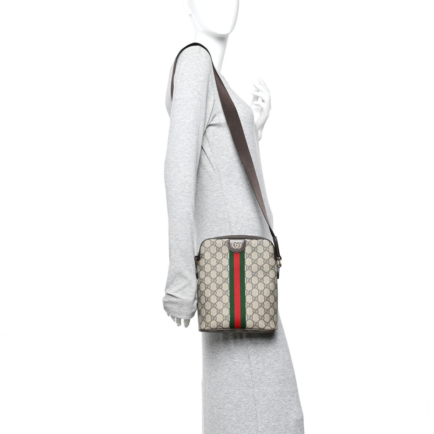 Gucci GG Supreme Monogram Web Small Ophidia Slingbag Beige Ebony New Acero