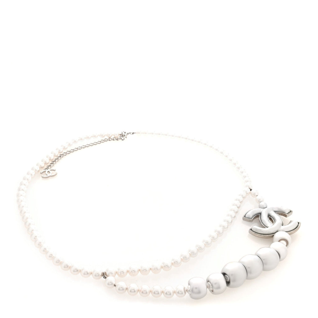 Pearl Resin CC Double Strand Belt Silver