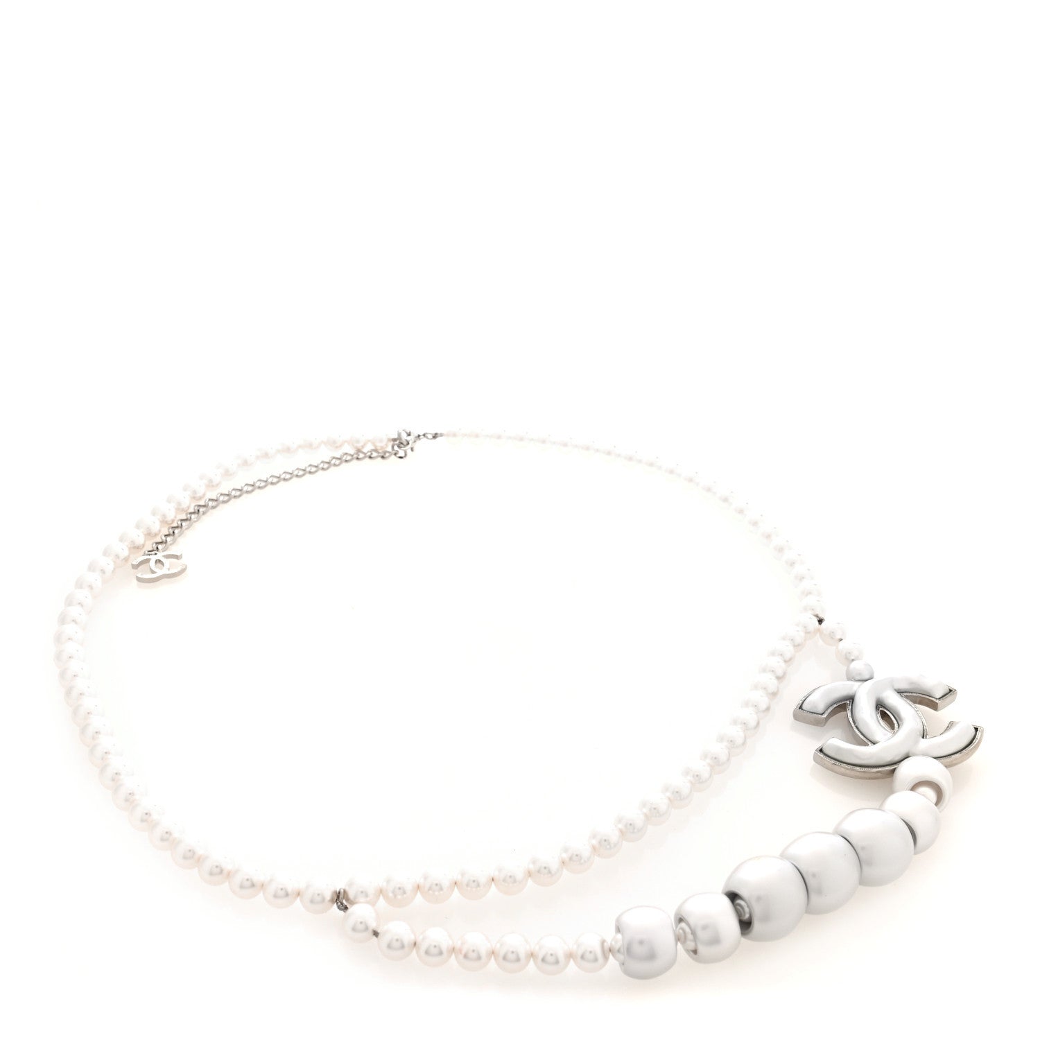 Pearl Resin CC Double Strand Belt Silver