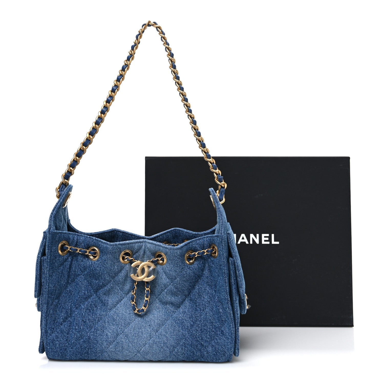 Chanel Washed Denim Quilted Mini Chanel 25 Handbag Blue