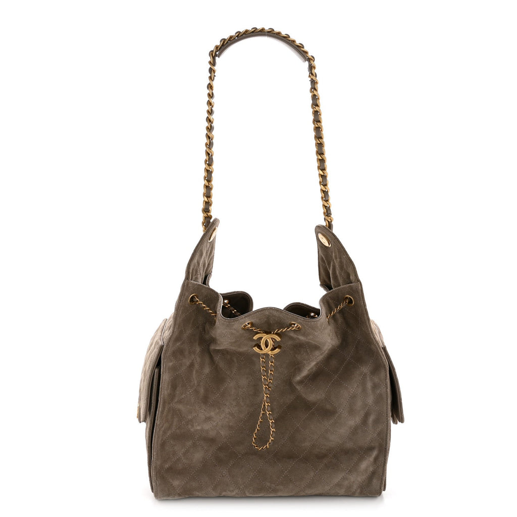 Chanel Suede Quilted Medium Chanel 25 Handbag Grey