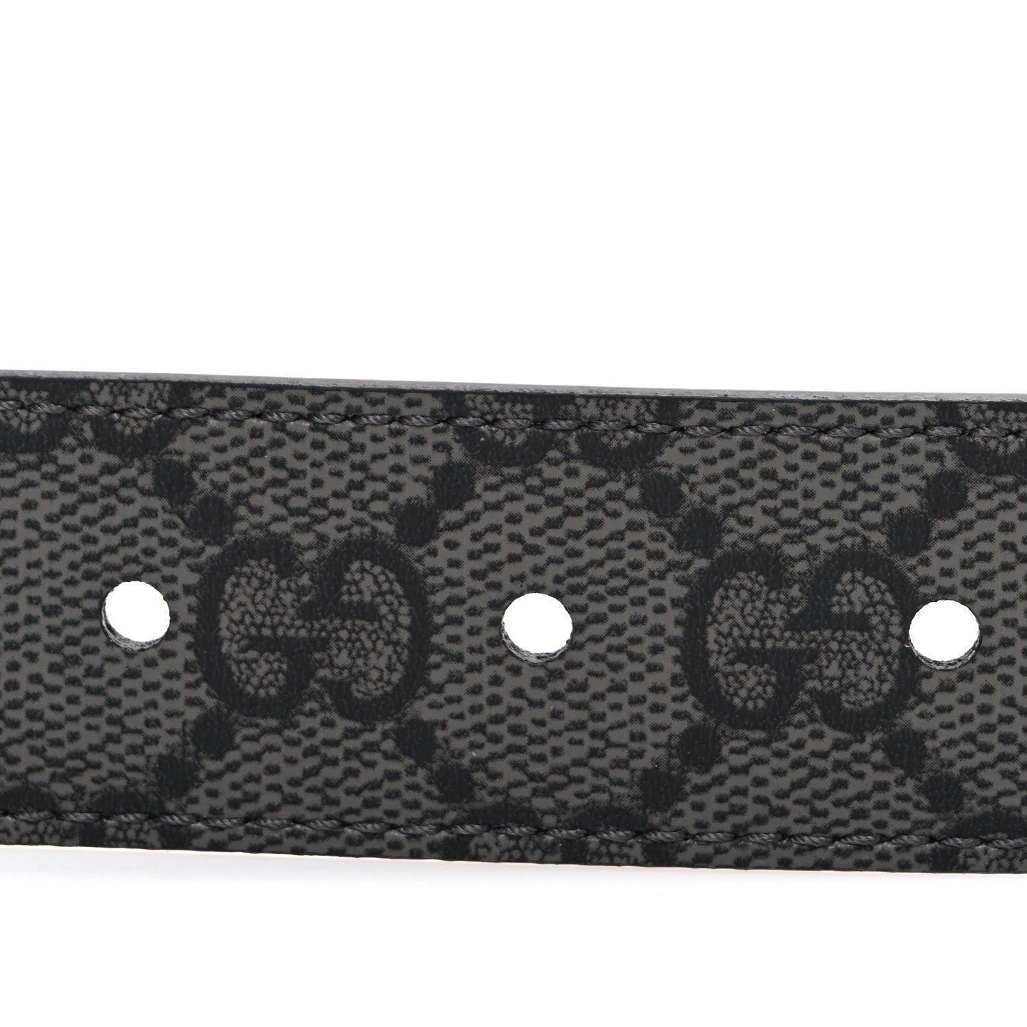 Gucci Selleria Calfskin GG Supreme Monogram Reversible Belt 90 36 Graphite Grey Black