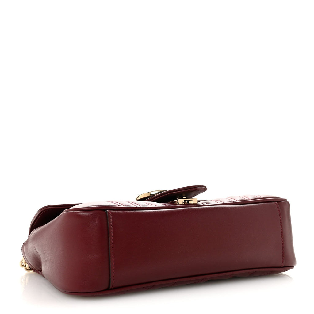 Gucci Calfskin Matelasse Small GG Marmont Shoulder Bag Ancora Red