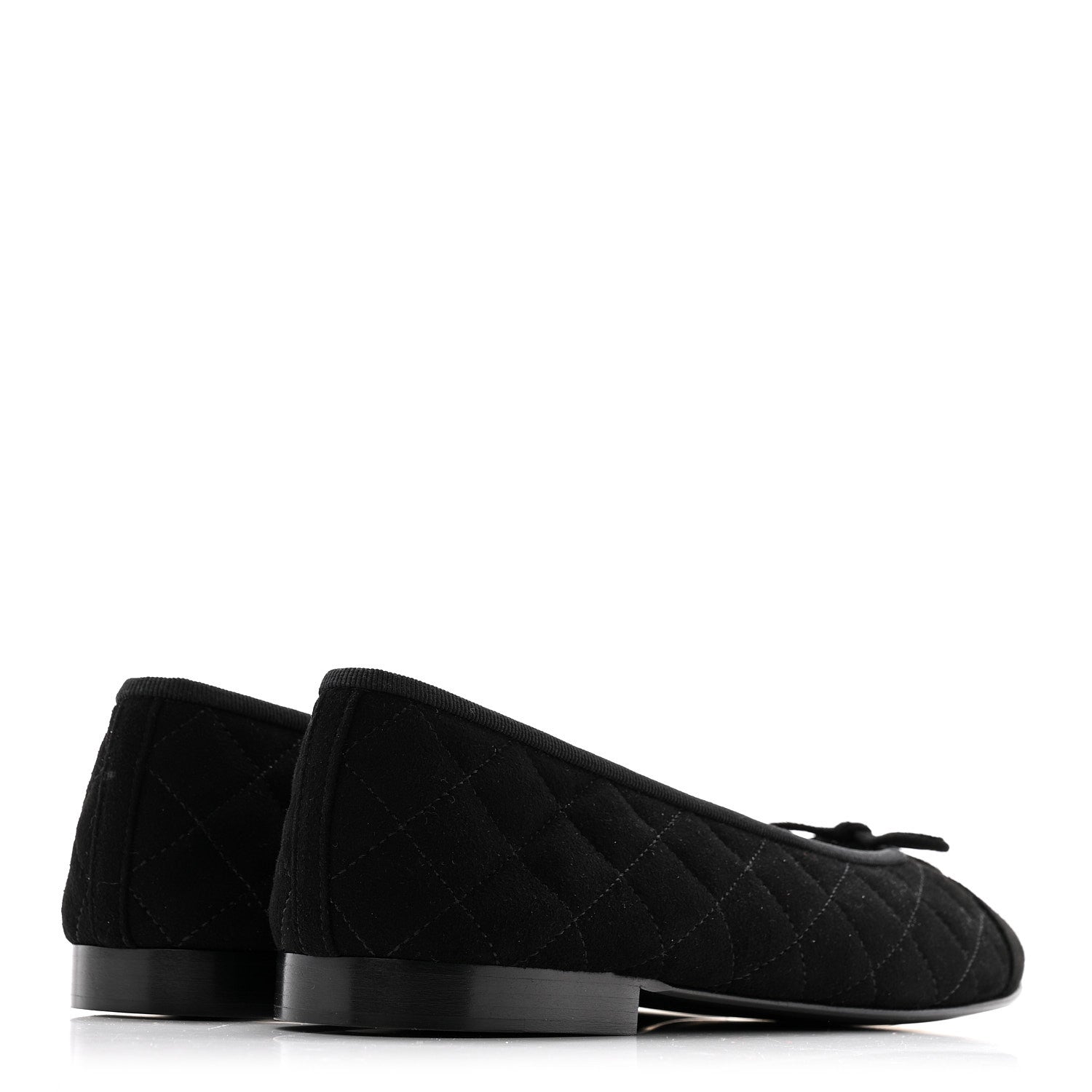 Chanel Suede Quilted Cap Toe CC Ballerina Flats 39.5 Black