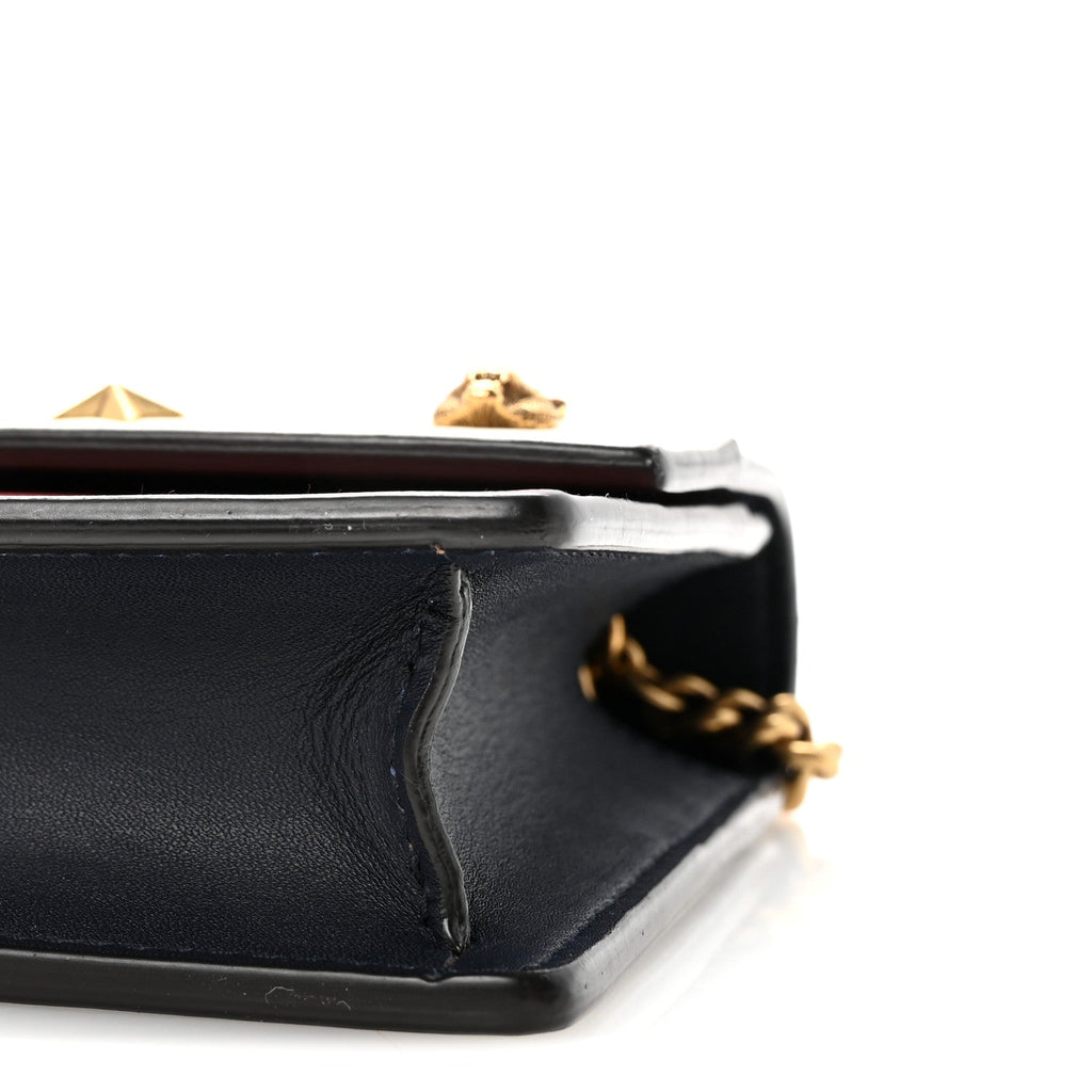 Gucci Calfskin Tiger Studded Chain Wallet Blue Agata Hibiscus Red Mystic White