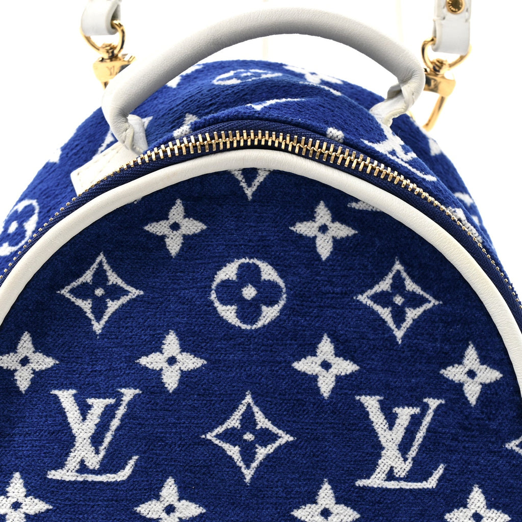 Louis Vuitton Jacquard Velvet Monogram Palm Springs Backpack Mini Blue