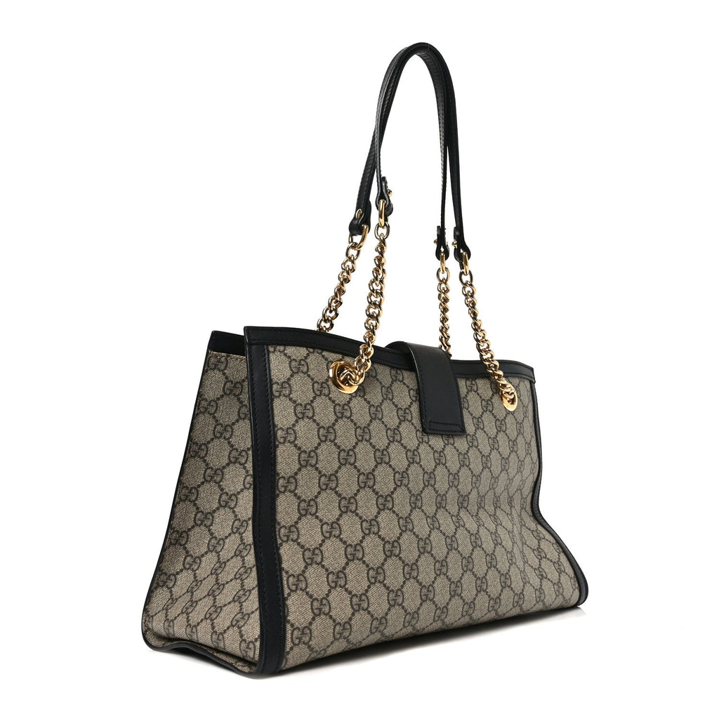 Gucci GG Supreme Monogram Medium Padlock Tote Black