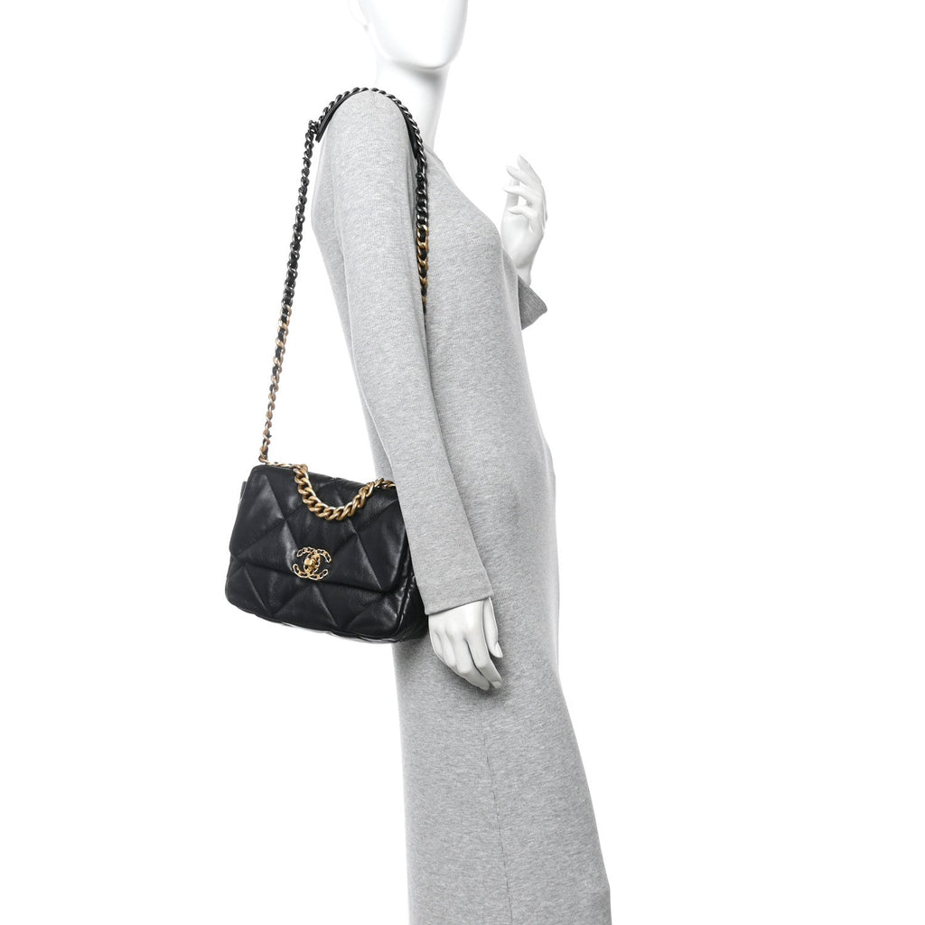 Chanel Lambskin Quilted Medium Chanel 19 Flap Black