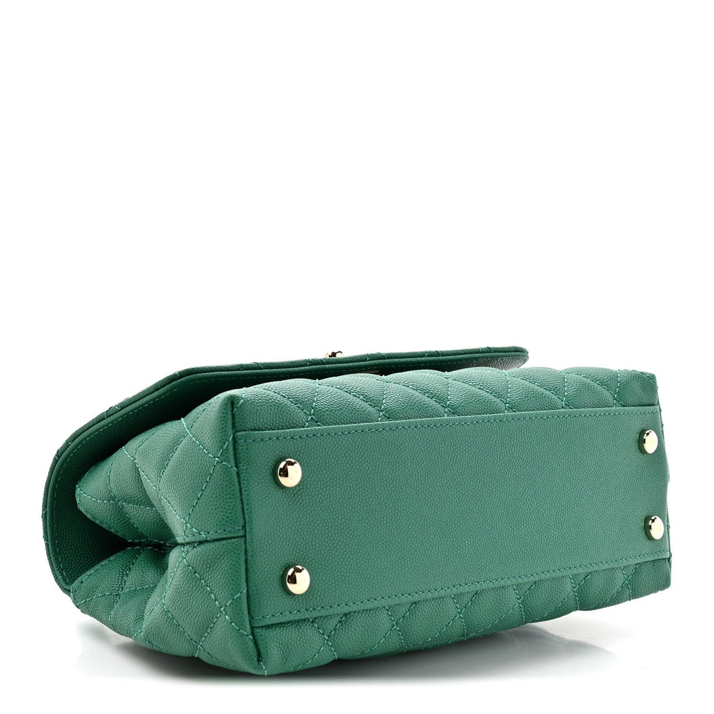 Chanel Caviar Quilted Mini Coco Handle Flap Green